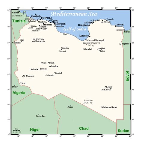 Detailed Map Of Libya With Cities Libya Africa Mapsland Maps Of