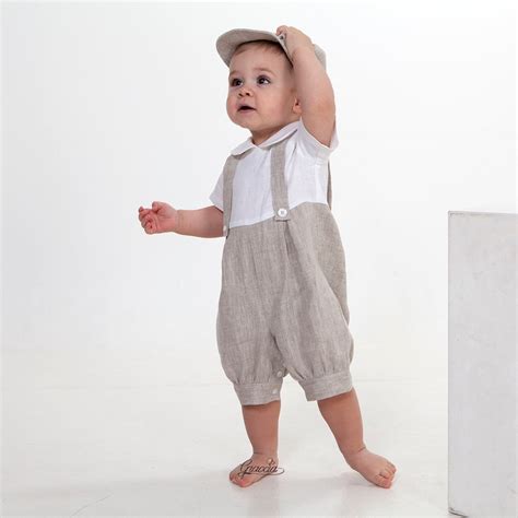 Newsboy Outfit Baby Boy Linen Romper Newsboy Hat Baptism Etsy