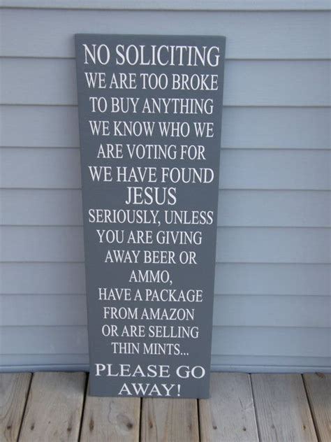 Handmade No Soliciting Sign No Soliciting Please Go Away Wooden