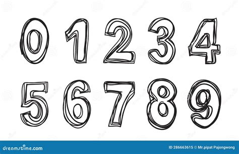 Hand Drawing Number On White Background Vector Illustration Stock