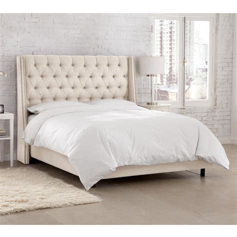 Traditional beds with a box spring are usually around 25 high. Beige King Bed Frame-123NBBEDBRLNTLC - The Home Depot