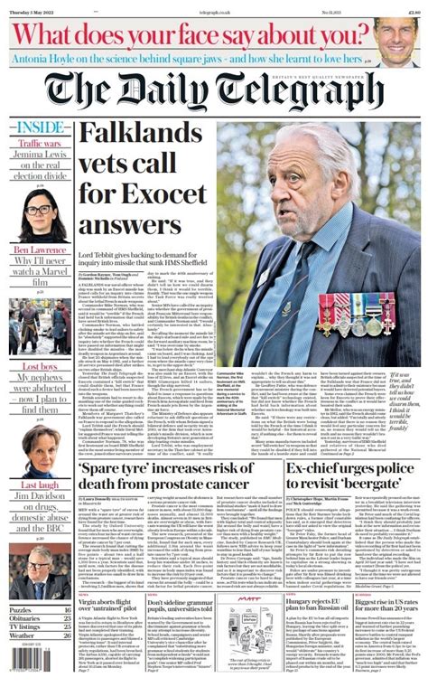 Daily Telegraph Front Page Th Of May Tomorrow S Papers Today