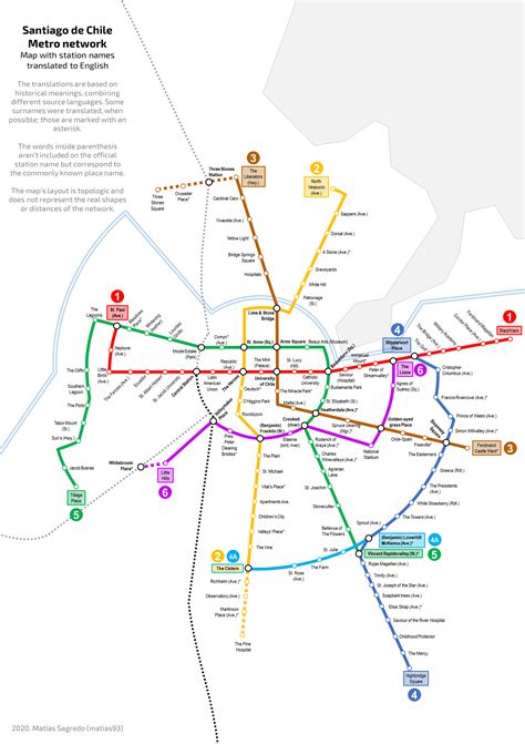 Mapa Del Metro De Santiago Con Nombres De Estaciones En Inglés Chile