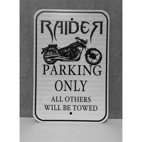 Raider Motorcycle Parking Only Metal Sign Made In Usa Man Cave