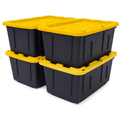 Tough Box Gal Stackable Storage Totes W Lids Black And Yellow
