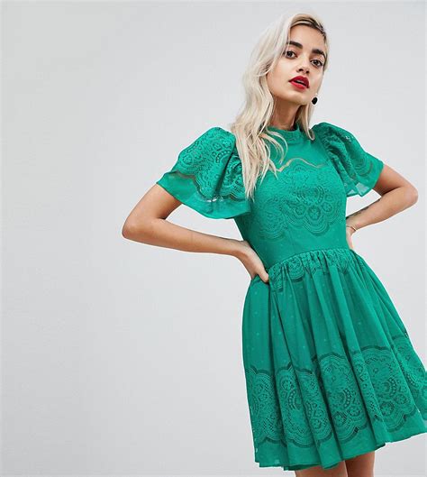 Asos Petite Lace Puff Sleeve Mini Dress Asos Mini Dress With