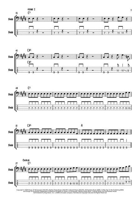 Sex On Fire Bass Score W Tab By Kings Of Leon Digital Sheet Music