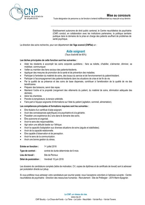 Candidature Concours Aide Soignante