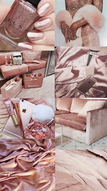 Aesthetic Rose Gold Collage Theme Pink Wallpapers