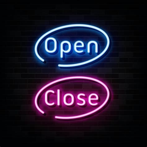 Premium Vector Open And Close Neon Sign Neon Symbol