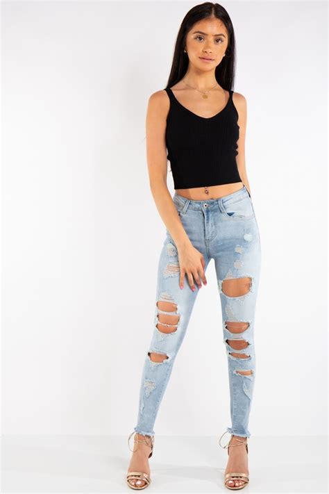 Light Blue Denim Ripped Skinny Jeans