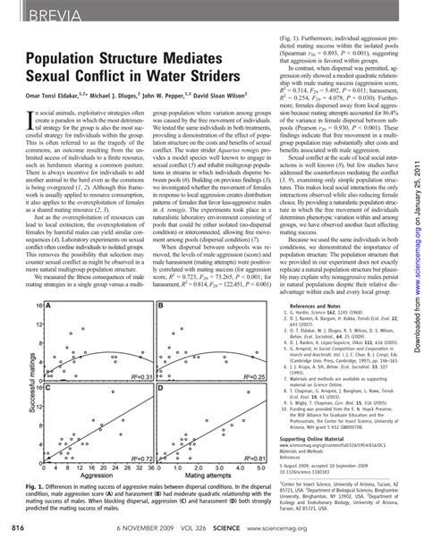 Pdf Population Structure Mediates Sexual Conflict In Water Striders