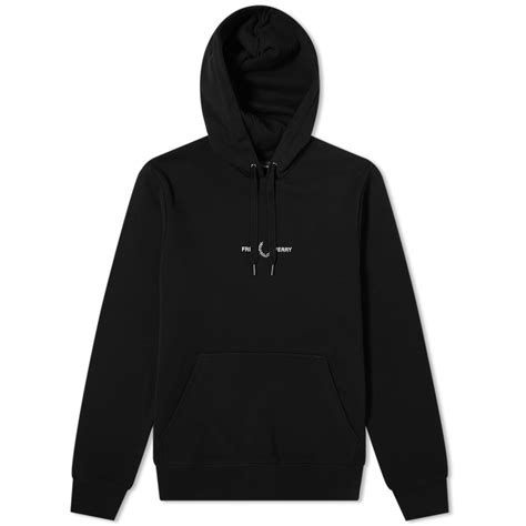 fred perry embroidered popover hoody black end
