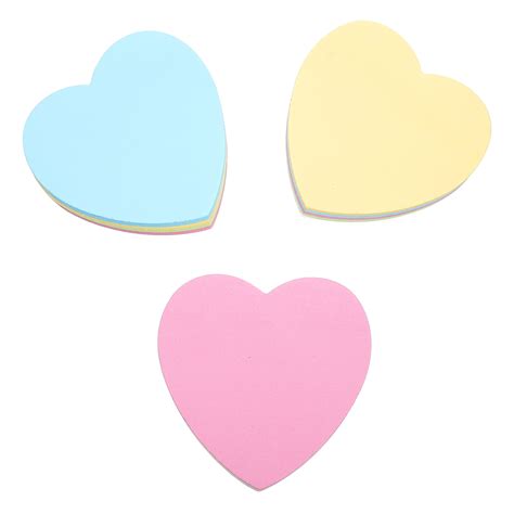 16 Pcs Heart Shaped Sticky Notes Self Stick Sticker Reuseable Colored