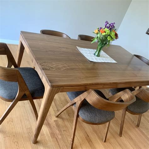 Wood dining tables handcrafted in vermont with solid, natural cherry, walnut, maple & oak. solid wood quarter sawn walnut mid century modern dining ...