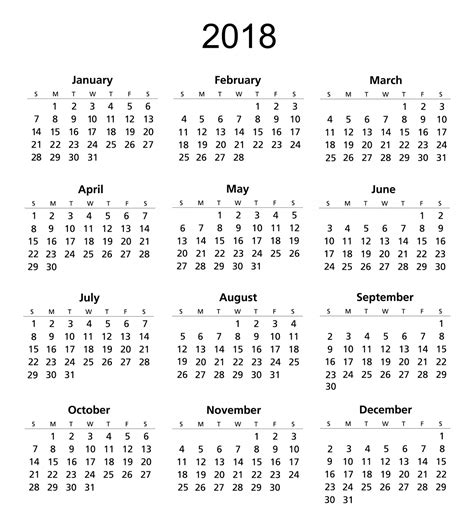 Printable 2018 Calendar Template Calendars Kalendar Calendario