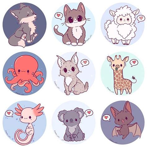 Six Different Types Of Animals With Hearts On Them
