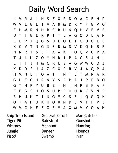 The Most Dangerous Game Word Search Wordmint