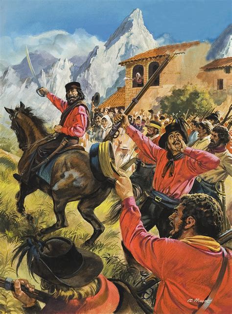 Guiseppe Garibaldi And His Army In The Battle With The Neopolitan Royal