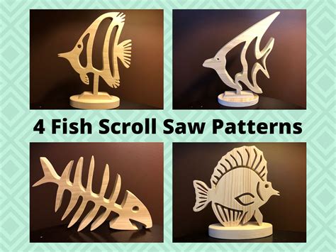 4 Wood Fish Scroll Saw Patterns Etsy