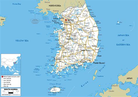 Large Size Road Map Of South Korea Worldometer