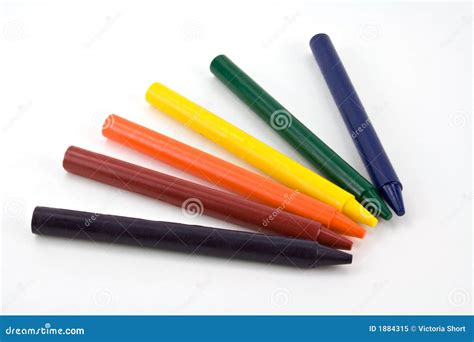 Six Crayons Stock Image Image Of Purple Yellow Background 1884315