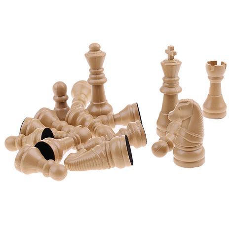 16 Pieces Replacement Plastic Chess Pieceschessman Set Beige Uygun