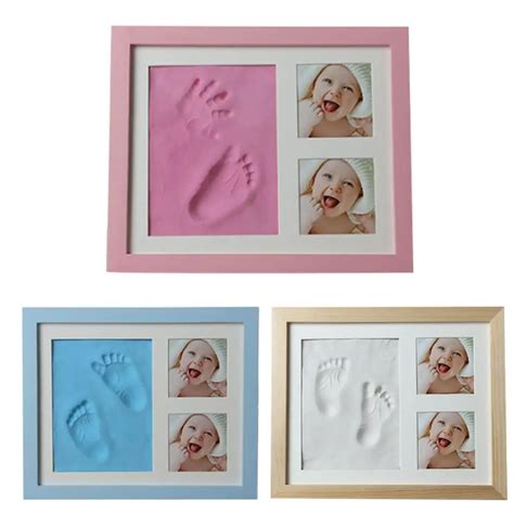 Baby Handandfoot Print Hands And Feet Mold Maker Solid Wooden Photo Frame