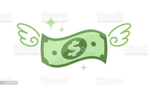 Banknotes And Wings Icon Money Notes And Wing Fly Concept Symbol Dollar