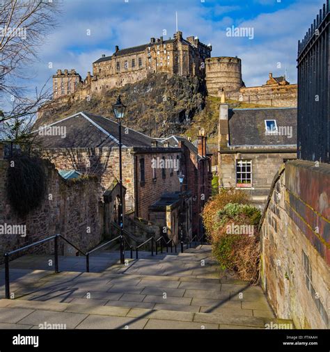 A Beautiful View Of Edinburgh Castle From Vennel In Edinburgh Scotland