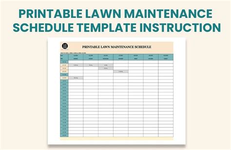 Printable Lawn Care Schedule Spreadsheet