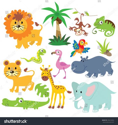 Jungle Animals Vector Illustration 200416352 Shutterstock