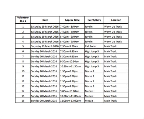 Free 28 Sample Roster Templates In Pdf Ms Word Excel