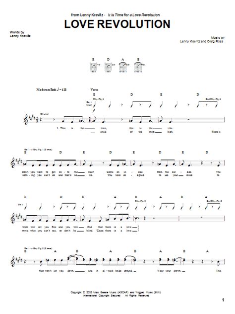 Love Revolution By Lenny Kravitz Guitar Tab Guitar Instructor