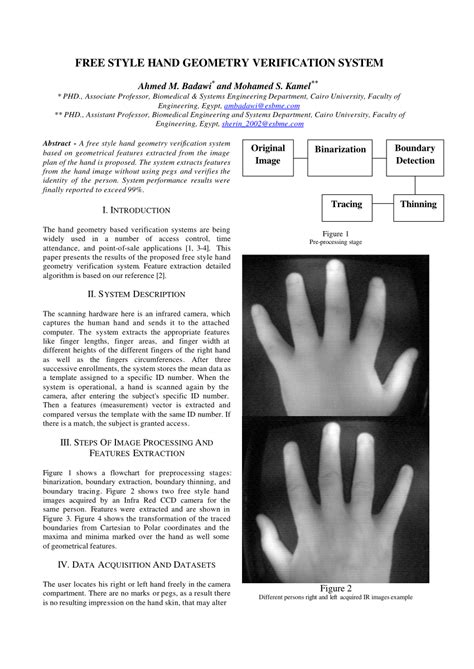 Pdf Free Style Hand Geometry Verification System