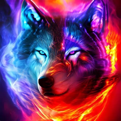 Purple Blue Flame Wolf Fire Psychedelic By Giuseppedirosso On Deviantart
