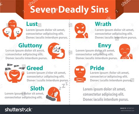 Infographic Seven Deadly Sins Cardinal Sins Stock Vector 307687241