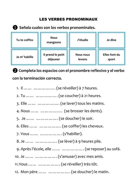 Verbes Pronominaux Online Worksheet Ejercicios Interactivos