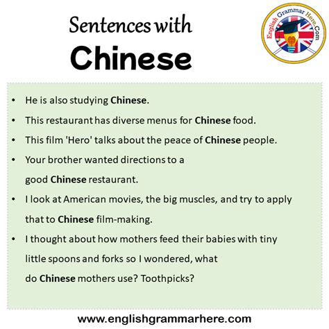 Sentences With Chinese Chinese In A Sentence In English Sentences For