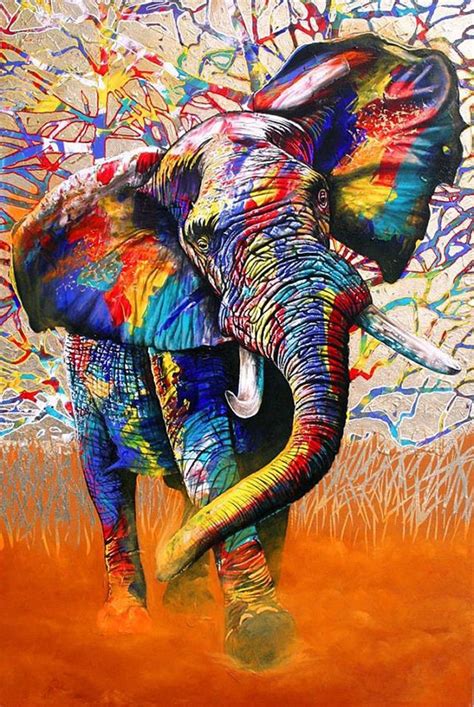 African Colours Ed 1 Of 99 Colorful Animal Paintings Elephant