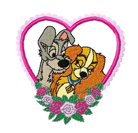 Lady And Tramp Heart Single Machine Embroidery Design For Etsy