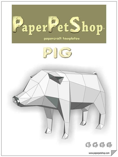 Pig Papercraft Template Instant Download Etsy Papercraft Templates