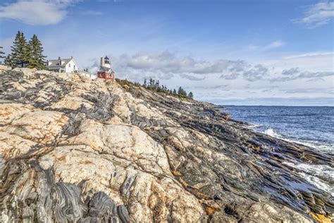 Rocky Shore At Pemaquid Point Maine Stock Photo Image Of Atlantic