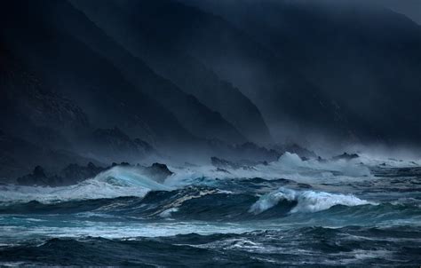 Wallpaper Sea Wave Storm Rocks The Evening Dark Waves Storm
