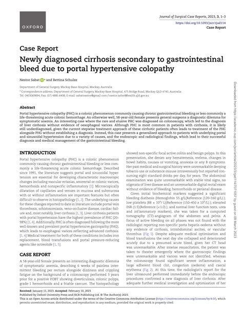 Pdf Newly Diagnosed Cirrhosis Secondary To Gastrointestinal Bleed Due