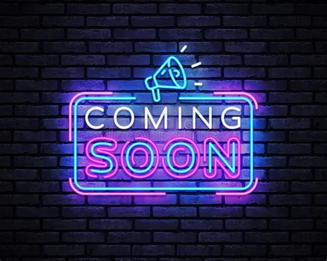 Coming Soon In Neon Style On Light Background Vector Concept Design