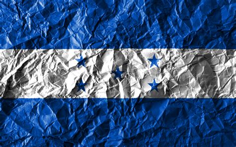 Download Wallpapers Honduras Flag 4k Crumpled Paper North American