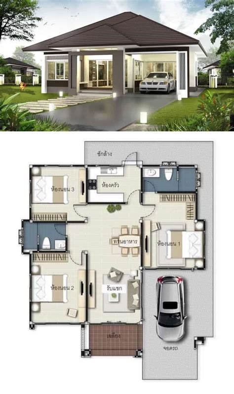 The main bedroom is also connected to an open spaced balcony. 3 Concepts of 3-Bedroom Bungalow House | Modern bungalow ...