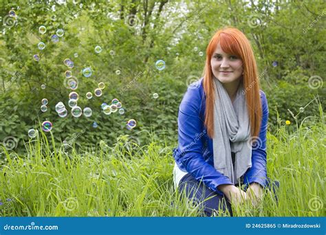 Portrait Of Beautiful Red Haired Girl Stock Image Image Of Look Outdoor 24625865