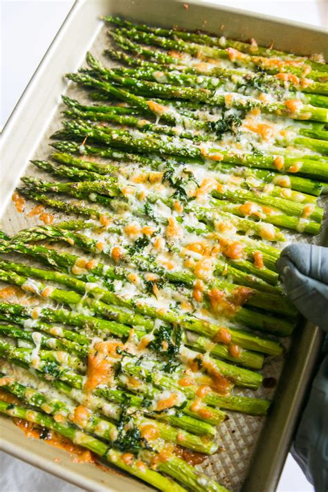 Transfer the roasted potatoes and asparagus to a serving bowl or platter and enjoy warm! Roasted Asparagus with Cheese and Herbs - Salad Menu